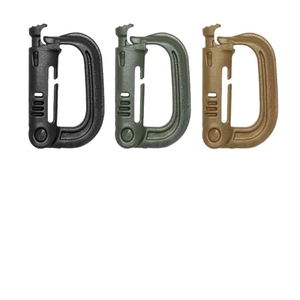 Tactical D-ring carabiner set in black, army green and tan for outdoor MOLLE backpacks