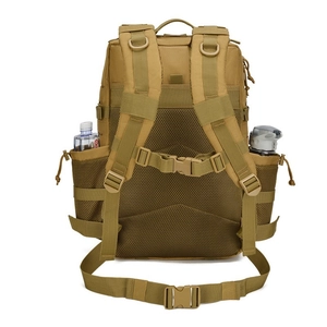 Tactical backpack back view showing breathable mesh padding and ergonomic S-shaped straps