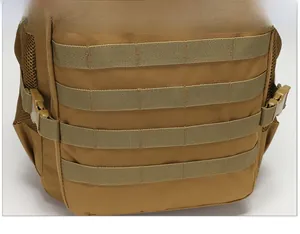 Close-up of tactical backpack MOLLE system and heavy-duty nylon webbing with plastic buckle