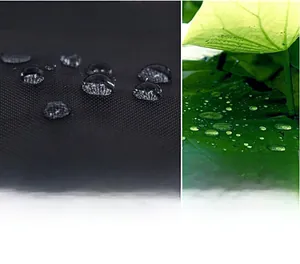 Détail du tissu hydrofuge avec effet lotus montrant la protection contre les éclaboussures