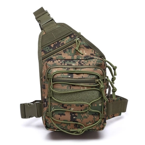 Tactical camouflage chest bag with digital pattern and multiple zipper compartments