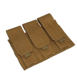 Poche triple pour chargeurs tactique en nylon marron coyote avec système Molle