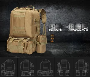 Detail showing 800D waterproof oxford fabric and 4-in-1 modular tactical backpack design