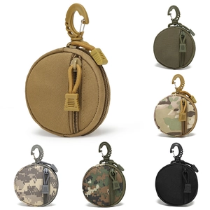 Tactical Round Coin Purse Waterproof Oxford Cloth Molle Pouch With D-Ring Hook For Outdoor Travel Camping Sports Hiking