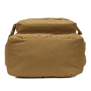 Tactical coyote tan military backpack with MOLLE system for hiking and camping