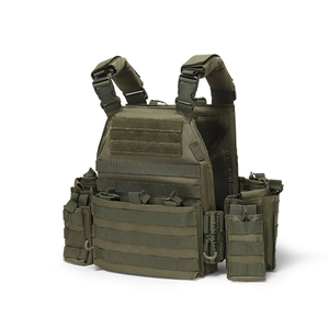 Tactical quick-release vest in army green with MOLLE system for outdoor combat gear