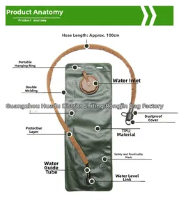 Detail view of 3L TPU hydration bladder with insulated hose and leak-proof bite valve