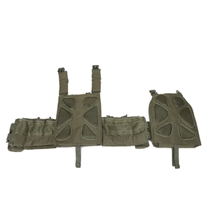 Tactical vest in military green with breathable mesh padding and MOLLE system