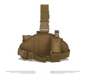 Tactical leg bag in coyote brown with durable webbing and adjustable buckles on back