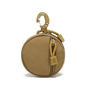 Tactical water-resistant coyote brown mini pouch with a durable snap hook for outdoor use