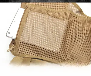 Tactical vest mesh inner pocket with zipper closure for storing large tablets