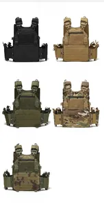 Detailed view of 1000D tactical plate carrier in five camouflage and solid color options