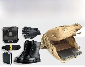 Detail view of 45L tactical backpack showing internal capacity for outdoor gear and boots