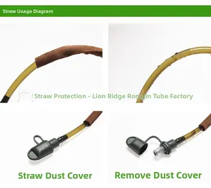 Detail showing the brown thermal insulation sleeve, clear tube, and silicone bite valve