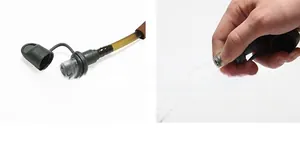 Detail of outdoor water bladder bite valve with dust cover and sliding on-off switch