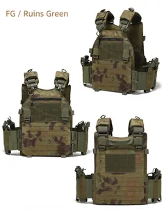 Detailed close-up of FG Ruins Green 1000D tactical vest showing laser cut MOLLE system