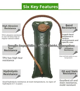 Detailed view of 3L food-grade TPU hydration bladder with high-performance water pipe