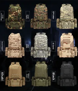 Nine color options for the 45L tactical backpack featuring MOLLE system for outdoor camping