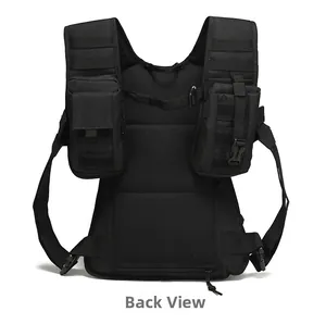 Rear view of tactical vest showing Molle system and breathable mesh padding back