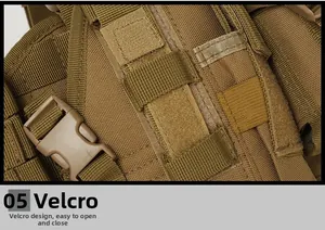 Detail of the tactical MOLLE pouch showing the convenient velcro closure and nylon fabric