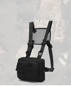 Tactical chest hanging pack with breathable mesh back and adjustable nylon straps
