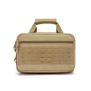 Tactical tan nylon multi-functional waterproof handbag with MOLLE system and padded handle
