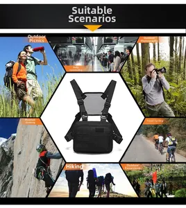 Tactical vest-style chest bag with webbing system for hiking, photography and daily commute