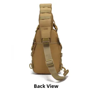 Tactical Oxford chest bag back view showing MOLLE webbing and durable buckles