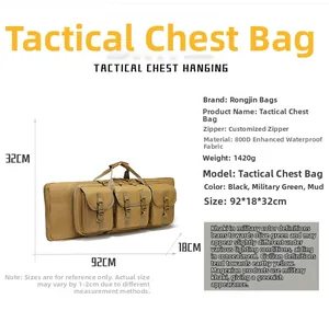 Detail of tan tactical rifle backpack made from waterproof 800D heavy duty fabric