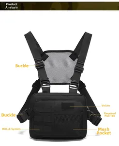 Detailed view of tactical chest rig featuring MOLLE system and breathable mesh back