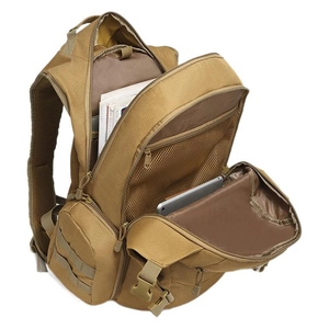Sac à dos tactique extérieur kaki avec plusieurs compartiments et housse d'ordinateur