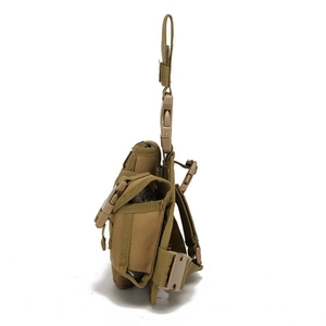 Tactical Molle leg holster pouch in tan nylon with adjustable straps and side buckles