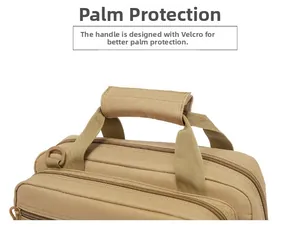 Close-up of the tactical bag handle with Velcro wrap design for palm protection and comfort