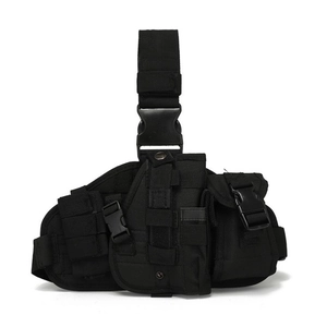 Tactical Molle leg bag in durable black nylon with adjustable straps and buckles