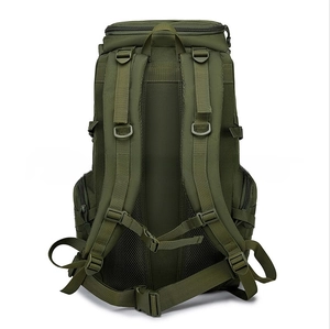 Military green tactical outdoor backpack with padded breathable mesh shoulder straps