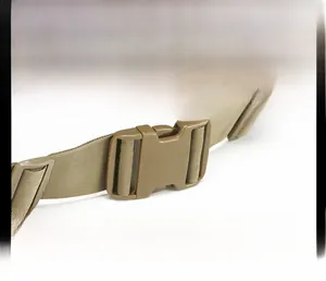Detail of high-strength tactical buckle with quick-release mechanism on 45L hiking backpack