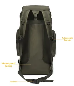 Detailed view of breathable mesh back panel and ergonomic straps on outdoor backpack
