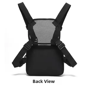 Tactical chest bag back view showing breathable mesh padding and adjustable straps