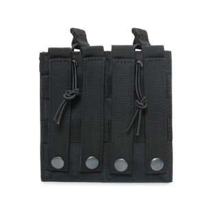 Black tactical MOLLE magazine pouch made of durable nylon with elastic drawstrings