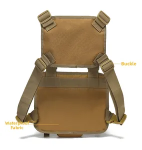 Detail view of water resistant nylon fabric and durable buckles on tactical chest bag