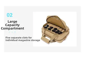 Detail showing tactical bag secondary compartment with five elastic accessory slots