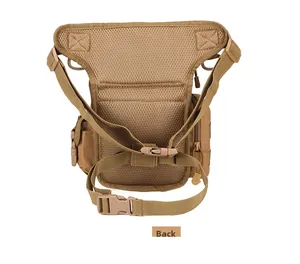 Detail view of the breathable honeycomb mesh back and adjustable strap on the tactical leg bag