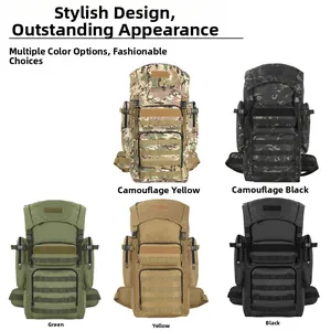 Tactical 30L outdoor backpack available in camouflage yellow, black, green, and tan colors