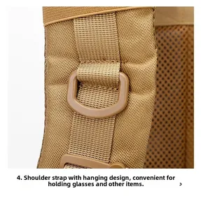 Detail of durable tactical backpack shoulder strap with D-ring for hanging gear