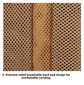 Close-up of breathable mesh back padding for pressure relief on tactical backpack