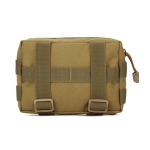 Tactical Molle pouch in coyote tan nylon with webbing system and adjustable buckles