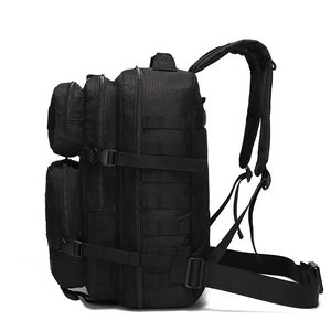 Tactical black molle outdoor hiking backpack with multi-layer large capacity design