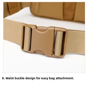 Detail of high-density nylon waist buckle and strap for durable outdoor tactical backpack