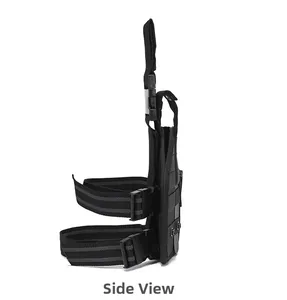 Tactical leg holster side view showing durable MOLLE webbing and adjustable buckle straps