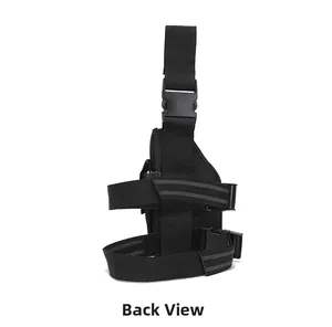 Rear view of tactical leg holster with adjustable buckle straps and anti-slip nylon texture